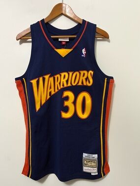 Stephen Warriors #30 Navy, Yellow & Orange Jersey Size Large